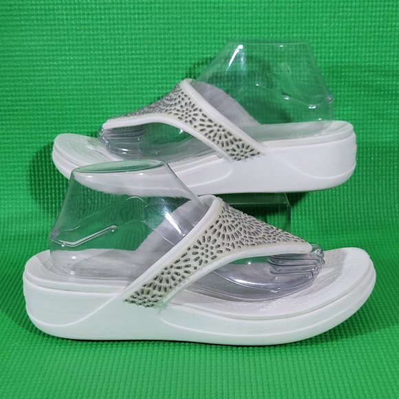 CROCS Shoes - Crocs Monterey Diamante Wedge Flip-Flop Sandal - Women's 10
